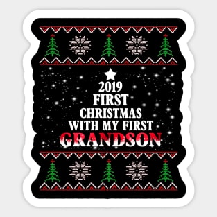 2019 First Christmas With My First GrandSon Costume Gift Sticker